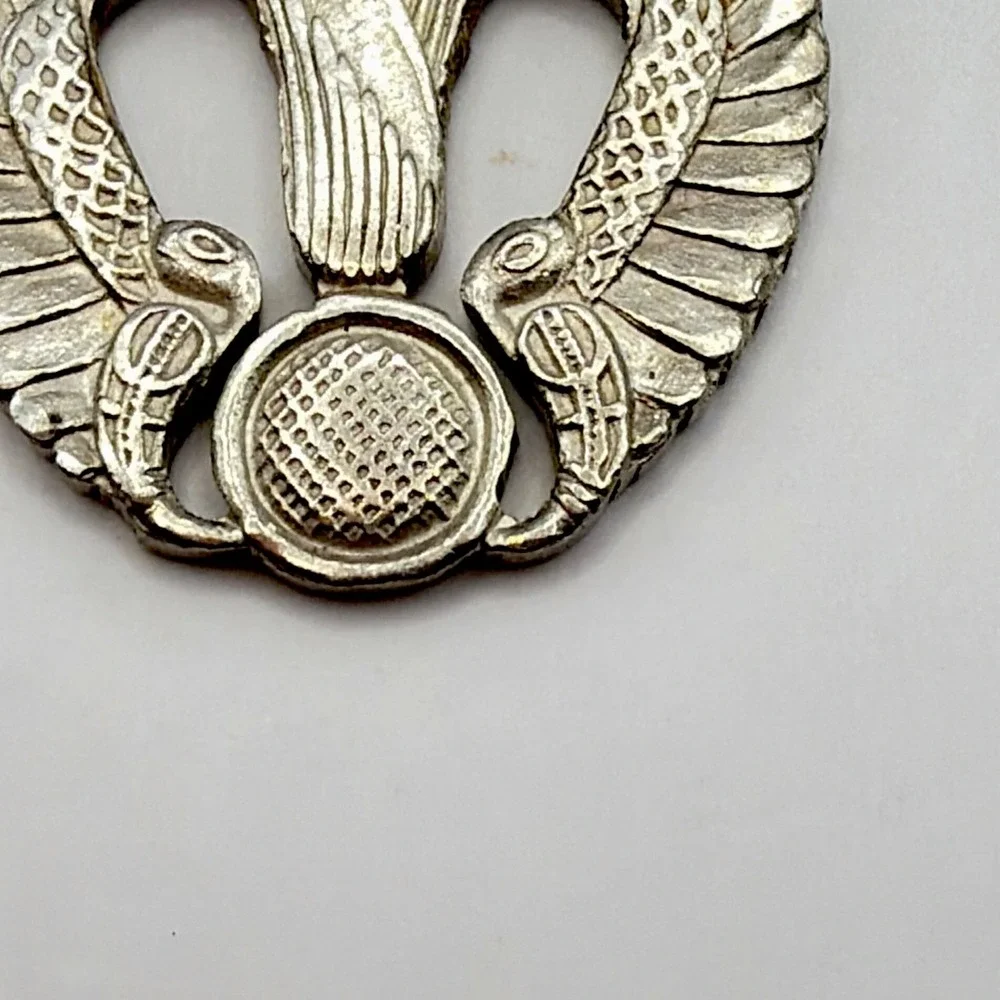 Antique Victorian Egyptian Silver Lilly Flower Serpents Pendant Hallmarked